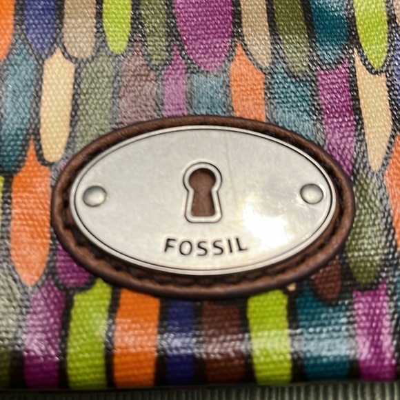 Vintage FOSSIL KEY.PER leather and canvas laminated cross body bag. - Picture 5 of 9